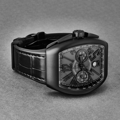 Pre-owned Franck Muller Frank Muller 45ccblkblkblk Vanguard Black Dial Chronograph Swiss Automatic Watch