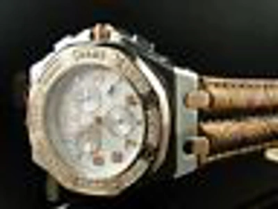 Pre-owned Aqua Master Mens  Jojo Joe Rodeo Royal Oak Rose Diamond Watch 32 1.5 Ct Swiss In Silver