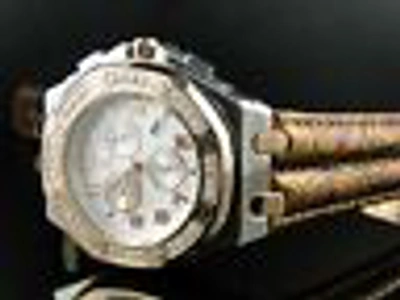 Pre-owned Aqua Master Mens  Jojo Joe Rodeo Royal Oak Rose Diamond Watch 32 1.5 Ct Swiss In Silver