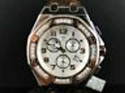 Pre-owned Aqua Master Mens  Jojo Joe Rodeo Royal Oak Rose Diamond Watch 32 1.5 Ct Swiss In Silver