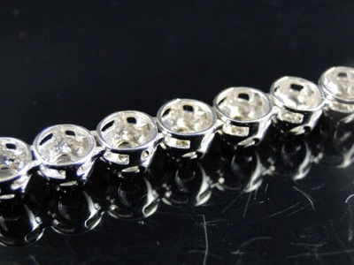 Pre-owned Jewelry Unlimited Mens Prong Set 1 Row Genuine 7 Mm Diamond Chain Necklace In 10k White Gold 9 Ct