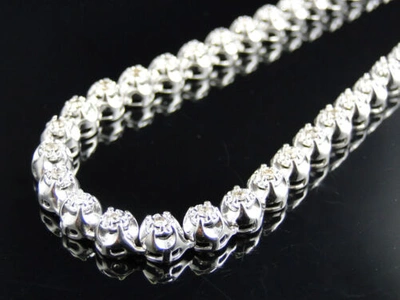 Pre-owned Jewelry Unlimited Mens Prong Set 1 Row Genuine 7 Mm Diamond Chain Necklace In 10k White Gold 9 Ct