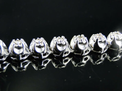 Pre-owned Jewelry Unlimited Mens Prong Set 1 Row Genuine 7 Mm Diamond Chain Necklace In 10k White Gold 9 Ct