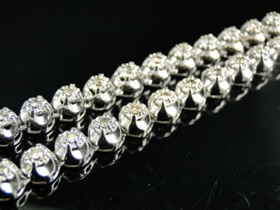 Pre-owned Jewelry Unlimited Mens Prong Set 1 Row Genuine 7 Mm Diamond Chain Necklace In 10k White Gold 9 Ct
