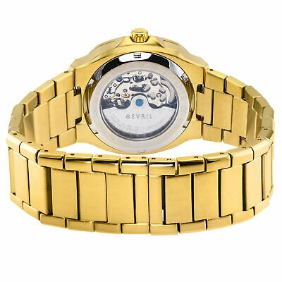 Pre-owned Gv2 By Gevril Men's 18115 Potente Skeletal Swiss Automatic Gold Bracelet Watch