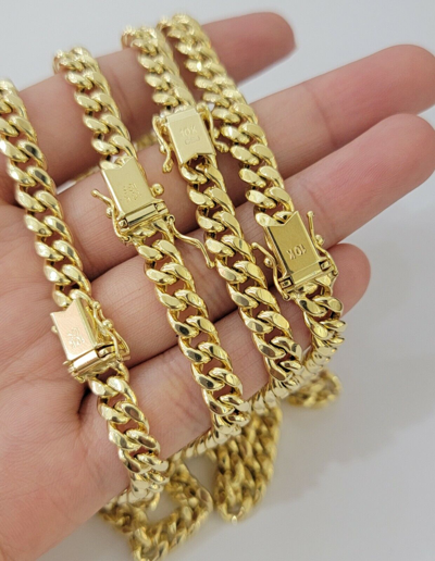 Pre-owned My Elite Jeweler 7mm 10k Miami Cuban Chain Link Necklace 24" Real 10kt Yellow Gold Box Lock Cuban