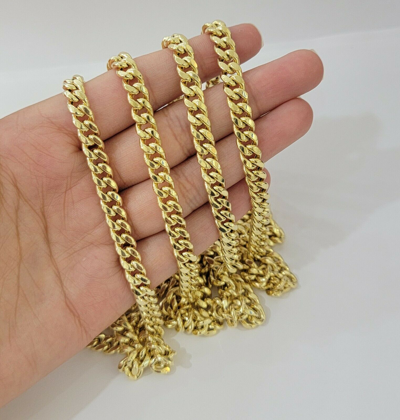 Pre-owned My Elite Jeweler 7mm 10k Miami Cuban Chain Link Necklace 24" Real 10kt Yellow Gold Box Lock Cuban