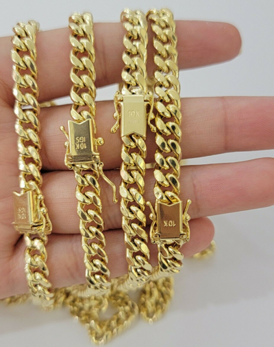 Pre-owned My Elite Jeweler 7mm 10k Miami Cuban Chain Link Necklace 24" Real 10kt Yellow Gold Box Lock Cuban