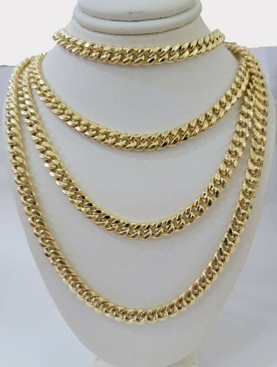 Pre-owned My Elite Jeweler 7mm 10k Miami Cuban Chain Link Necklace 24" Real 10kt Yellow Gold Box Lock Cuban