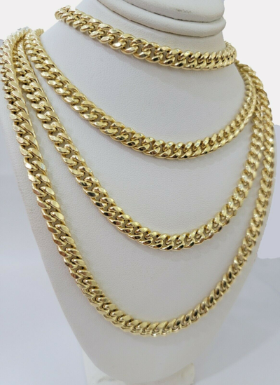 Pre-owned My Elite Jeweler 7mm 10k Miami Cuban Chain Link Necklace 24" Real 10kt Yellow Gold Box Lock Cuban