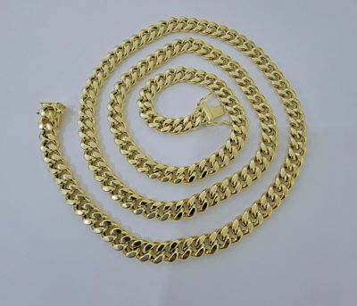Pre-owned My Elite Jeweler 7mm 10k Miami Cuban Chain Link Necklace 24" Real 10kt Yellow Gold Box Lock Cuban
