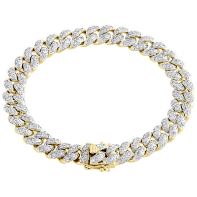 Pre-owned Jfl Diamonds & Timepieces Real 14k Yellow Gold Diamond 3d Puff Miami Cuban Link 8.25mm Bracelet 7" | 3 Ct. In White