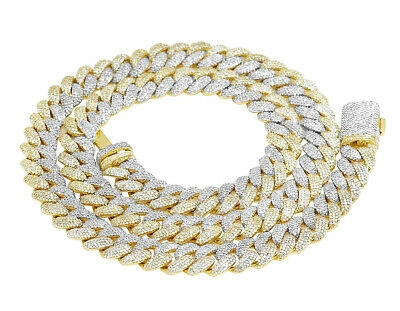 Pre-owned Jewelry Unlimited 10k Tt Yellow/white Gold Honeycomb Real Diamond Cuban Chain 17.85ct 10mm 21"