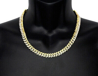 Pre-owned Jewelry Unlimited 10k Tt Yellow/white Gold Honeycomb Real Diamond Cuban Chain 17.85ct 10mm 21"