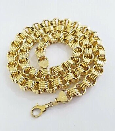 Pre-owned Franco Real 10k Gold Byzantine Chain 11mm 26" Inch Men's Yellow Gold Necklace 10kt