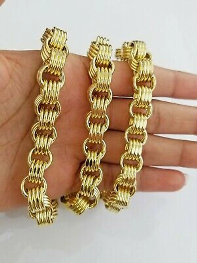 Pre-owned Franco Real 10k Gold Byzantine Chain 11mm 26" Inch Men's Yellow Gold Necklace 10kt