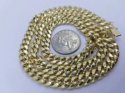 Pre-owned Globalwatches10 Real 10k Yellow Gold Chain 8mm 24inch Men's Necklace Miami Cuban Link Box Lock