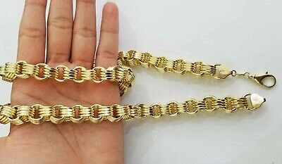 Pre-owned Franco Real 10k Gold Byzantine Chain 11mm 26" Inch Men's Yellow Gold Necklace 10kt