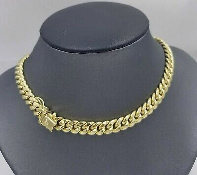 Pre-owned Globalwatches10 Real 10k Yellow Gold Chain 8mm 24inch Men's Necklace Miami Cuban Link Box Lock