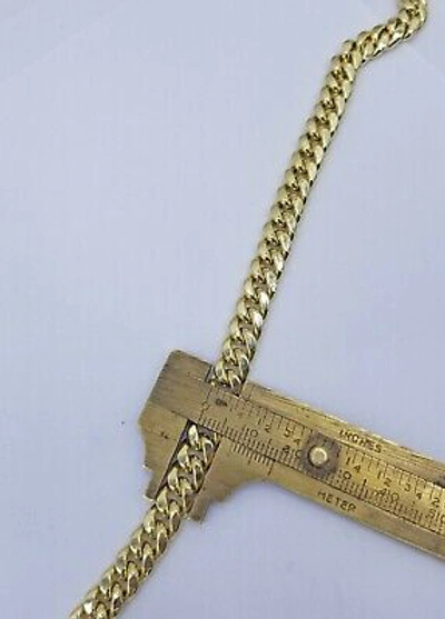 Pre-owned Globalwatches10 Real 10k Yellow Gold Chain 8mm 24inch Men's Necklace Miami Cuban Link Box Lock
