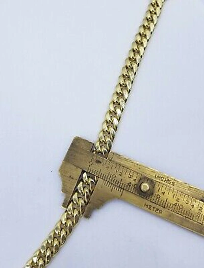 Pre-owned Globalwatches10 Real 10k Yellow Gold Chain 8mm 24inch Men's Necklace Miami Cuban Link Box Lock