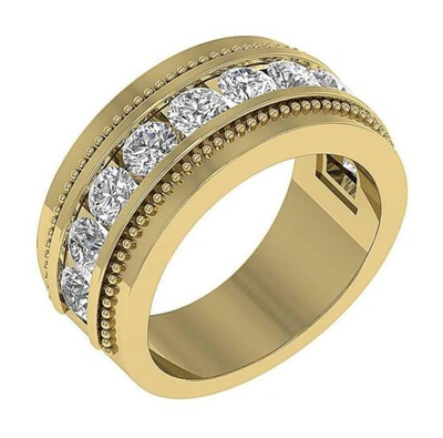 Pre-owned Si1 G Si1 1.75 Ct Natural Diamond Men's Anniversary Ring 14k Two-tone Gold 10.00 Mm In White