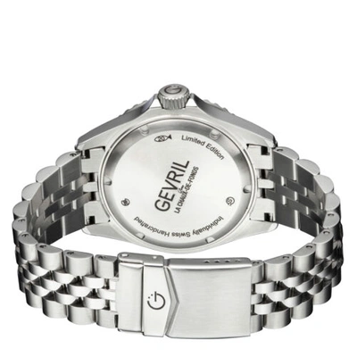 Pre-owned Gevril Men's 4851b Wall Street Swiss Automatic Ceramic Bezel Steel Date Watch