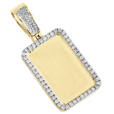 Pre-owned Jfl Diamonds & Timepieces 10k Yellow Gold Round Diamond Memory Picture Frame Pendant 1.65" Charm 3/4 Ct. In White