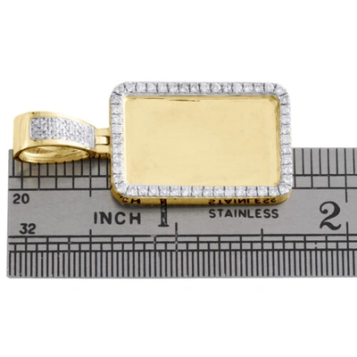 Pre-owned Jfl Diamonds & Timepieces 10k Yellow Gold Round Diamond Memory Picture Frame Pendant 1.65" Charm 3/4 Ct. In White