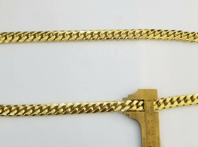 Pre-owned Globalwatches10 26" Inch Real 14k Yellow Gold Miami Cuban Chain 11mm Necklace Lobster Lock 14kt