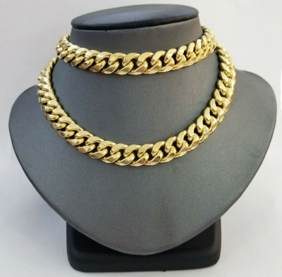 Pre-owned Globalwatches10 26" Inch Real 14k Yellow Gold Miami Cuban Chain 11mm Necklace Lobster Lock 14kt