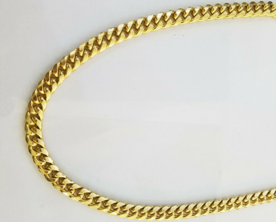 Pre-owned Globalwatches10 26" Inch Real 14k Yellow Gold Miami Cuban Chain 11mm Necklace Lobster Lock 14kt