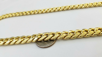 Pre-owned Globalwatches10 26" Inch Real 14k Yellow Gold Miami Cuban Chain 11mm Necklace Lobster Lock 14kt