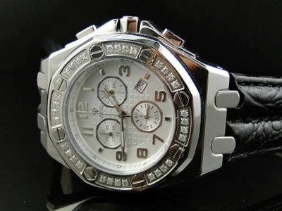 Pre-owned Aqua Master Mens  Jojino Joe Rodeo Octagon 45 Mm Diamond Watch W325 1.5 Ct In Dark Gray