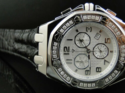 Pre-owned Aqua Master Mens  Jojino Joe Rodeo Octagon 45 Mm Diamond Watch W325 1.5 Ct In Dark Gray