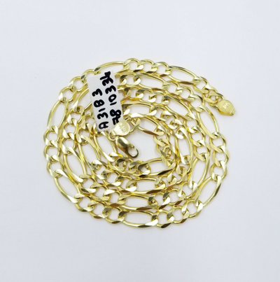Pre-owned Globalwatches10 Solid 10k Yellow Gold Figaro Link Chain 7mm 22" Heavy Necklace Men Women Real