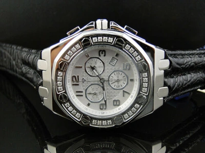 Pre-owned Aqua Master Mens  Jojino Joe Rodeo Octagon 45 Mm Diamond Watch W325 1.5 Ct In Dark Gray