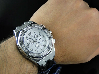 Pre-owned Aqua Master Mens  Jojino Joe Rodeo Octagon 45 Mm Diamond Watch W325 1.5 Ct In Dark Gray