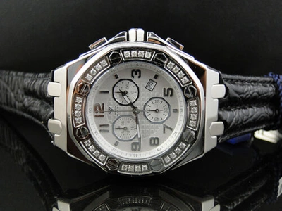 Pre-owned Aqua Master Mens  Jojino Joe Rodeo Octagon 45 Mm Diamond Watch W325 1.5 Ct In Dark Gray