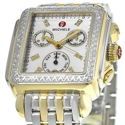 Pre-owned Michele Deco Diamond Two Tone Mother Of Pearl Dial Ladies Watch Mww06p000108