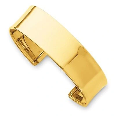 Pre-owned Quality Gold Cuff Bracelet 14k Gold 19mm Hammered Or Smooth Polished Wide Bracelet Bangle In Yellow