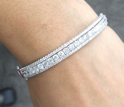 Pre-owned Handmade Steal Deal 4.75ct Natural 100% Diamond Tennis Bangle Bracelet 14k Gold 6.30 Mm In H