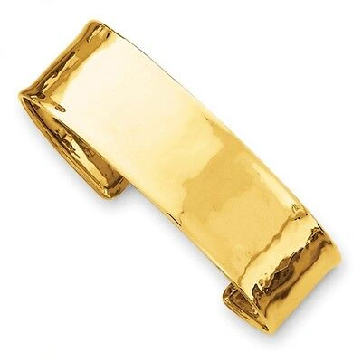 Pre-owned Quality Gold Cuff Bracelet 14k Gold 19mm Hammered Or Smooth Polished Wide Bracelet Bangle In Yellow