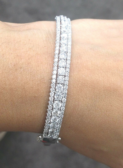 Pre-owned Handmade Steal Deal 4.75ct Natural 100% Diamond Tennis Bangle Bracelet 14k Gold 6.30 Mm In H