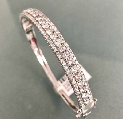 Pre-owned Handmade Steal Deal 4.75ct Natural 100% Diamond Tennis Bangle Bracelet 14k Gold 6.30 Mm In H