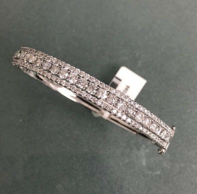 Pre-owned Handmade Steal Deal 4.75ct Natural 100% Diamond Tennis Bangle Bracelet 14k Gold 6.30 Mm In H