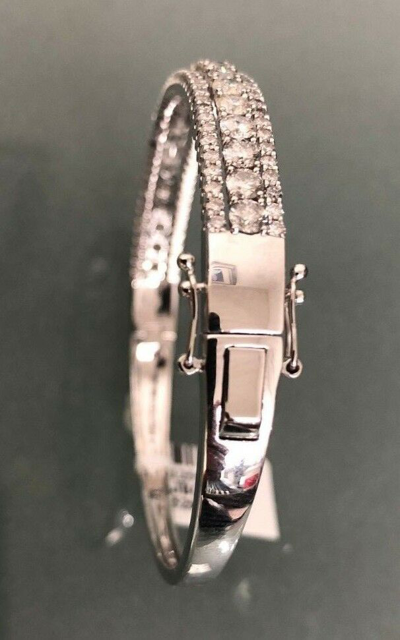 Pre-owned Handmade Steal Deal 4.75ct Natural 100% Diamond Tennis Bangle Bracelet 14k Gold 6.30 Mm In H