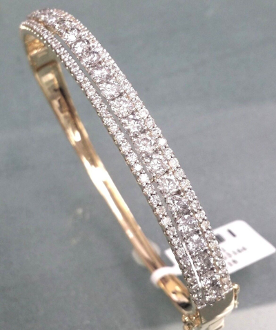 Pre-owned Handmade Steal Deal 4.75ct Natural 100% Diamond Tennis Bangle Bracelet 14k Gold 6.30 Mm In H