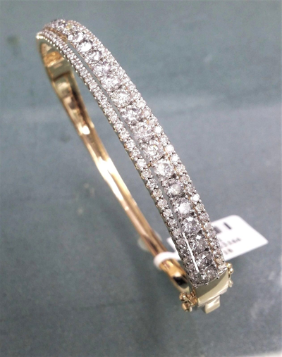 Pre-owned Handmade Steal Deal 4.75ct Natural 100% Diamond Tennis Bangle Bracelet 14k Gold 6.30 Mm In H