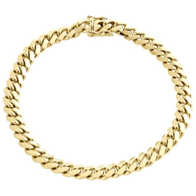 Pre-owned Handmade Mens Real 14k Yellow Gold 7mm Solid Miami Cuban Link Bracelet Heavy Box Clasp 9"